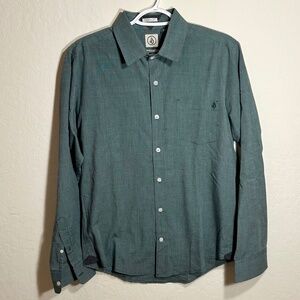 Volcom Men's Classic Fit Green Button Down Dress Shirt Size SM
